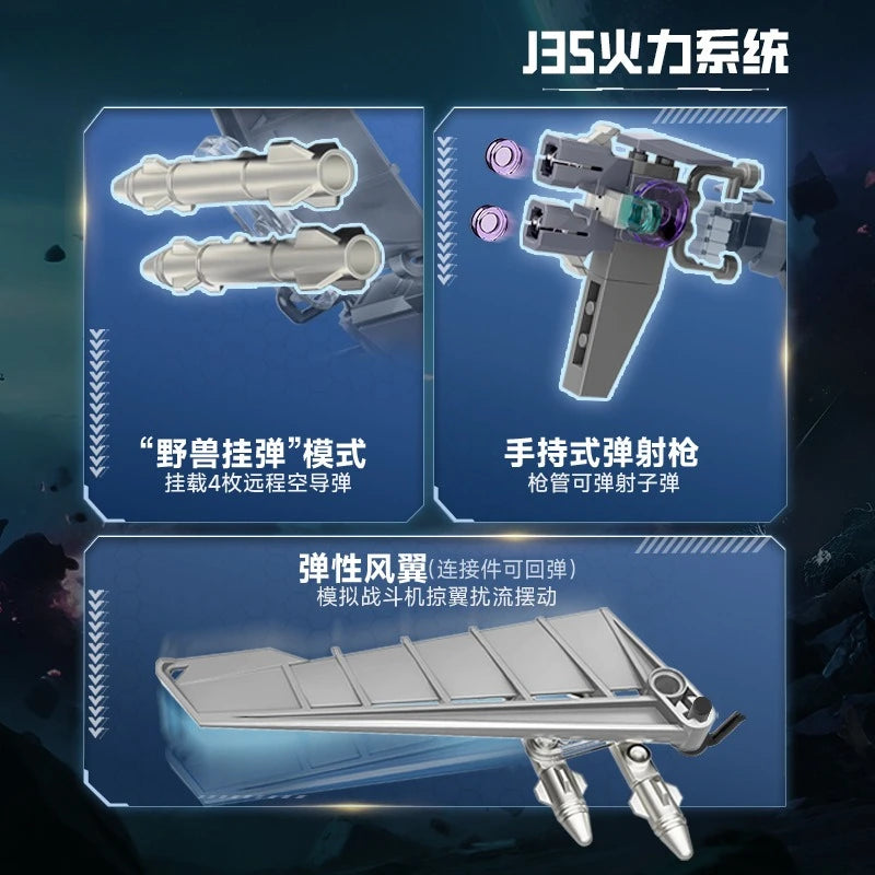 iblock1203 new building block Chinese J-35 fighter jet assembly toy model Boy's birthday gift