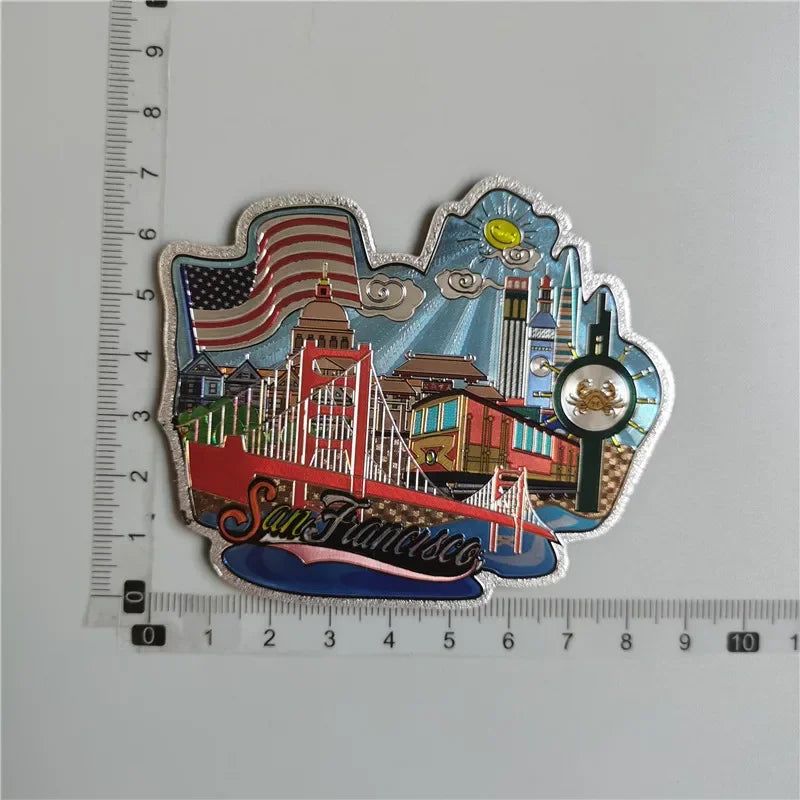 San Francisco Los Angeles Travel Souvenir Fridge Sticker Europe America Fridge Decor World Travel Souvenir Foil Paper Home Decor - Grand Goldman
