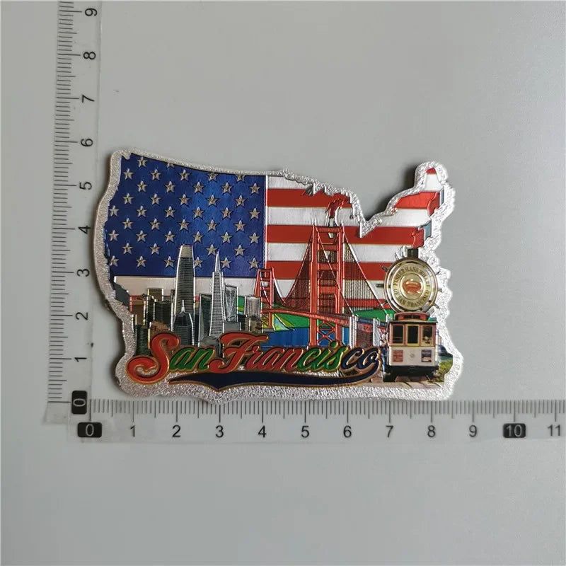 San Francisco Los Angeles Travel Souvenir Fridge Sticker Europe America Fridge Decor World Travel Souvenir Foil Paper Home Decor - Grand Goldman