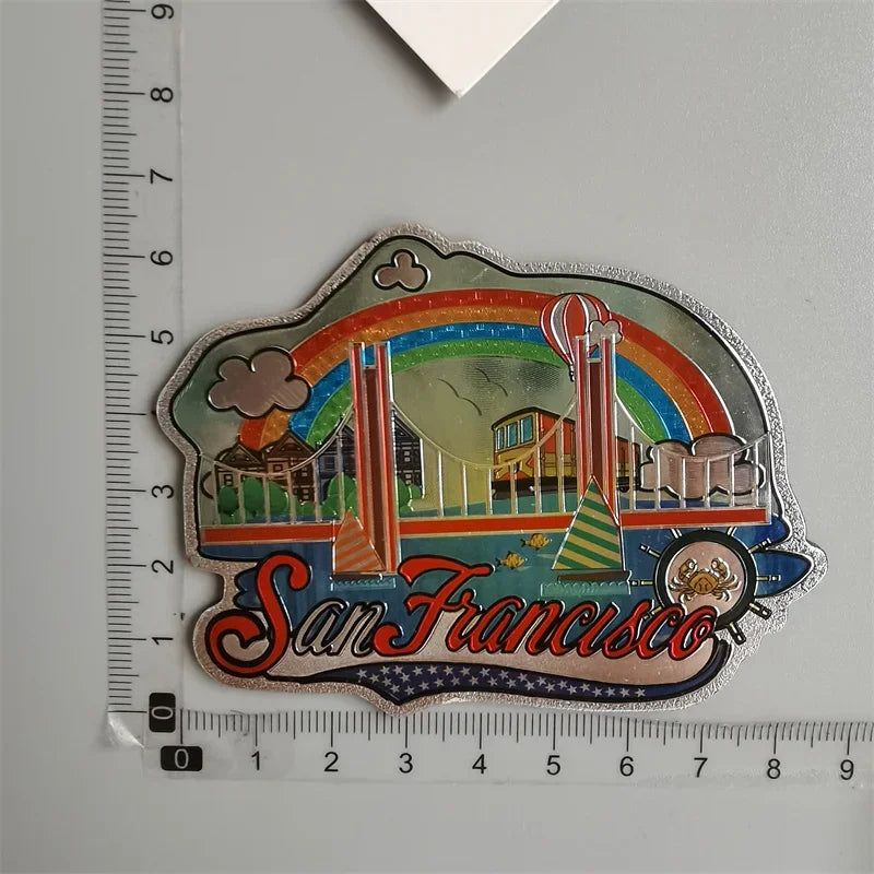 San Francisco Los Angeles Travel Souvenir Fridge Sticker Europe America Fridge Decor World Travel Souvenir Foil Paper Home Decor - Grand Goldman