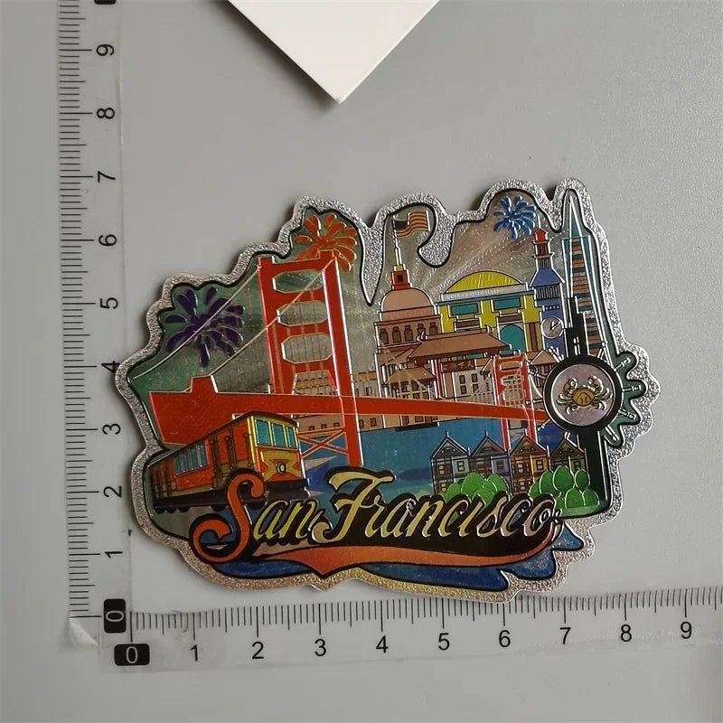 San Francisco Los Angeles Travel Souvenir Fridge Sticker Europe America Fridge Decor World Travel Souvenir Foil Paper Home Decor - Grand Goldman