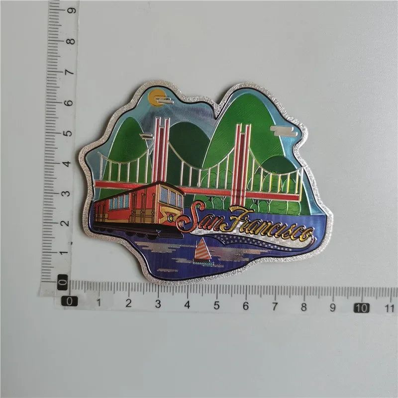 San Francisco Los Angeles Travel Souvenir Fridge Sticker Europe America Fridge Decor World Travel Souvenir Foil Paper Home Decor - Grand Goldman