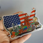 San Francisco Los Angeles Travel Souvenir Fridge Sticker Europe America Fridge Decor World Travel Souvenir Foil Paper Home Decor - Grand Goldman