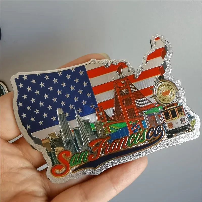 San Francisco Los Angeles Travel Souvenir Fridge Sticker Europe America Fridge Decor World Travel Souvenir Foil Paper Home Decor - Grand Goldman