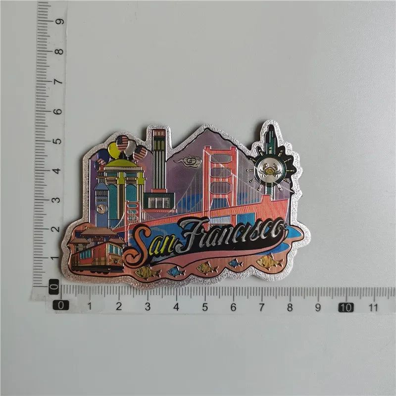 San Francisco Los Angeles Travel Souvenir Fridge Sticker Europe America Fridge Decor World Travel Souvenir Foil Paper Home Decor - Grand Goldman