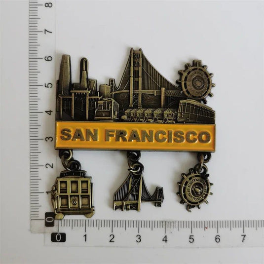 San Francisco Los Angeles Travel Souvenir Fridge Sticker Europe America Fridge Decor World Travel Souvenir Foil Paper Home Decor - Grand Goldman