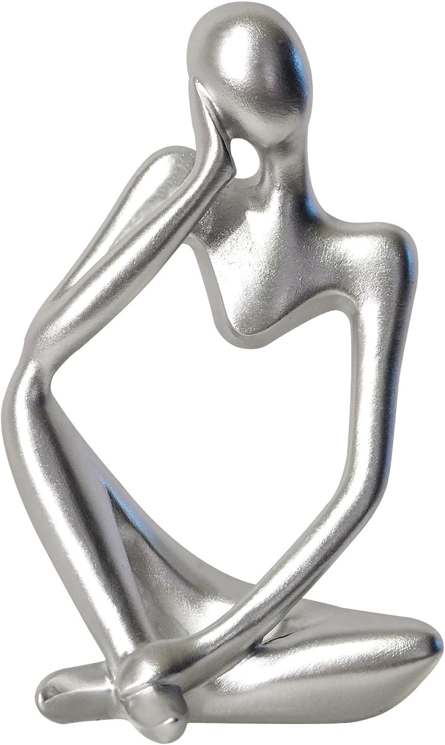 Sandstone Resin Thinker Style Abstract Sculpture Statue Collectible Figurines Home Office Bookshelf Desktop Decor(Small Sandstone,Left) - Grand Goldman