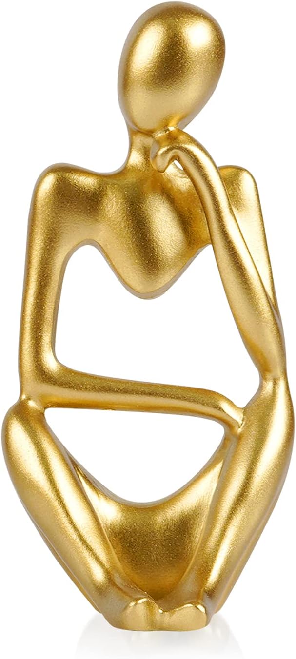 Sandstone Resin Thinker Style Abstract Sculpture Statue Collectible Figurines Home Office Bookshelf Desktop Decor(Small Sandstone,Left) - Grand Goldman