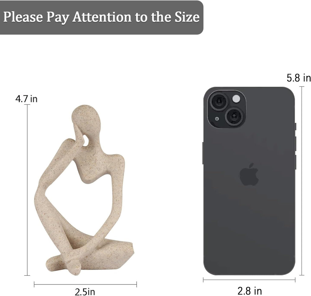 Sandstone Resin Thinker Style Abstract Sculpture Statue Collectible Figurines Home Office Bookshelf Desktop Decor(Small Sandstone,Left) - Grand Goldman