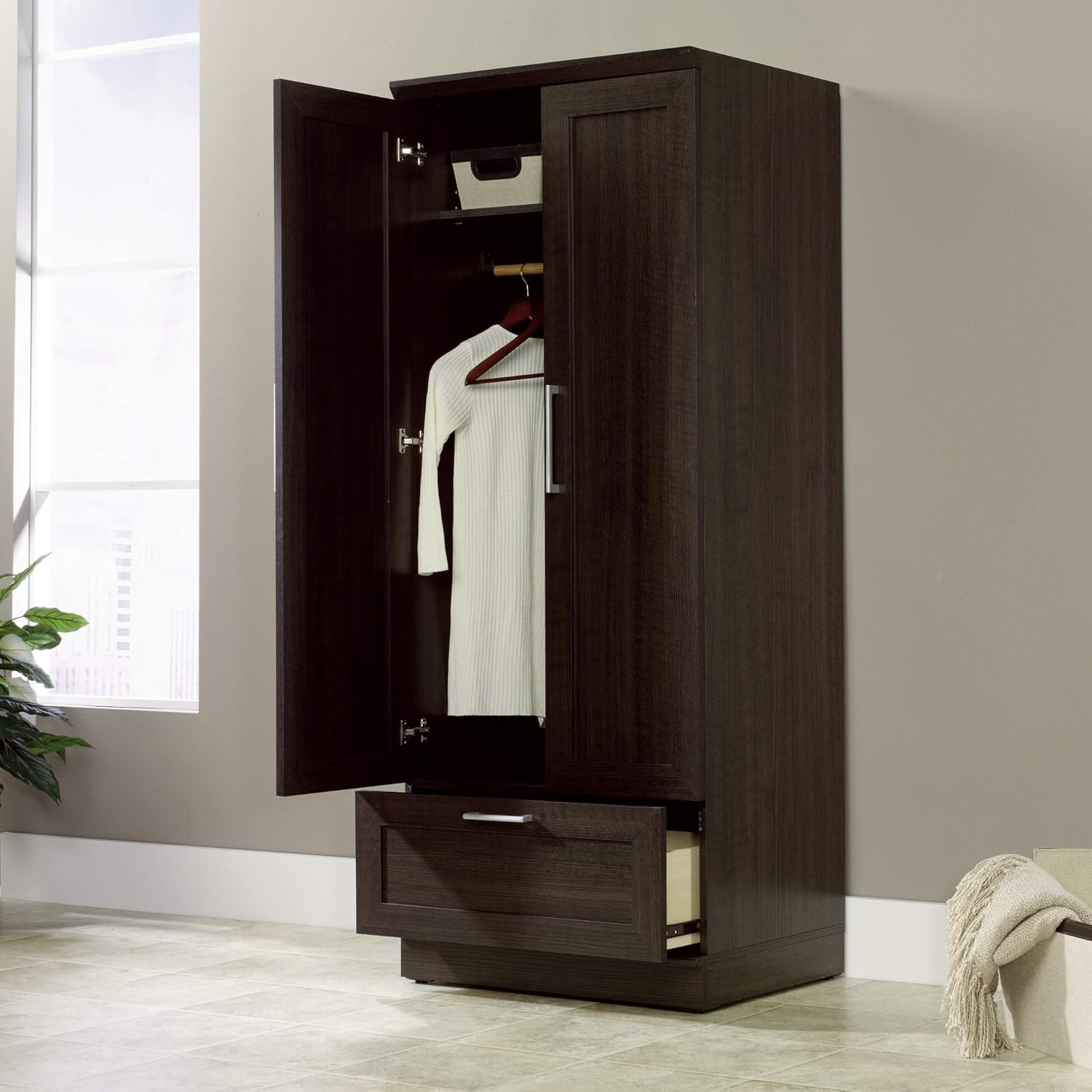 Sauder HomePlus Wardrobe/Pantry cabinets, L: 28.98" x W: 20.95" x H: 71.18", Dakota Oak - Grand Goldman