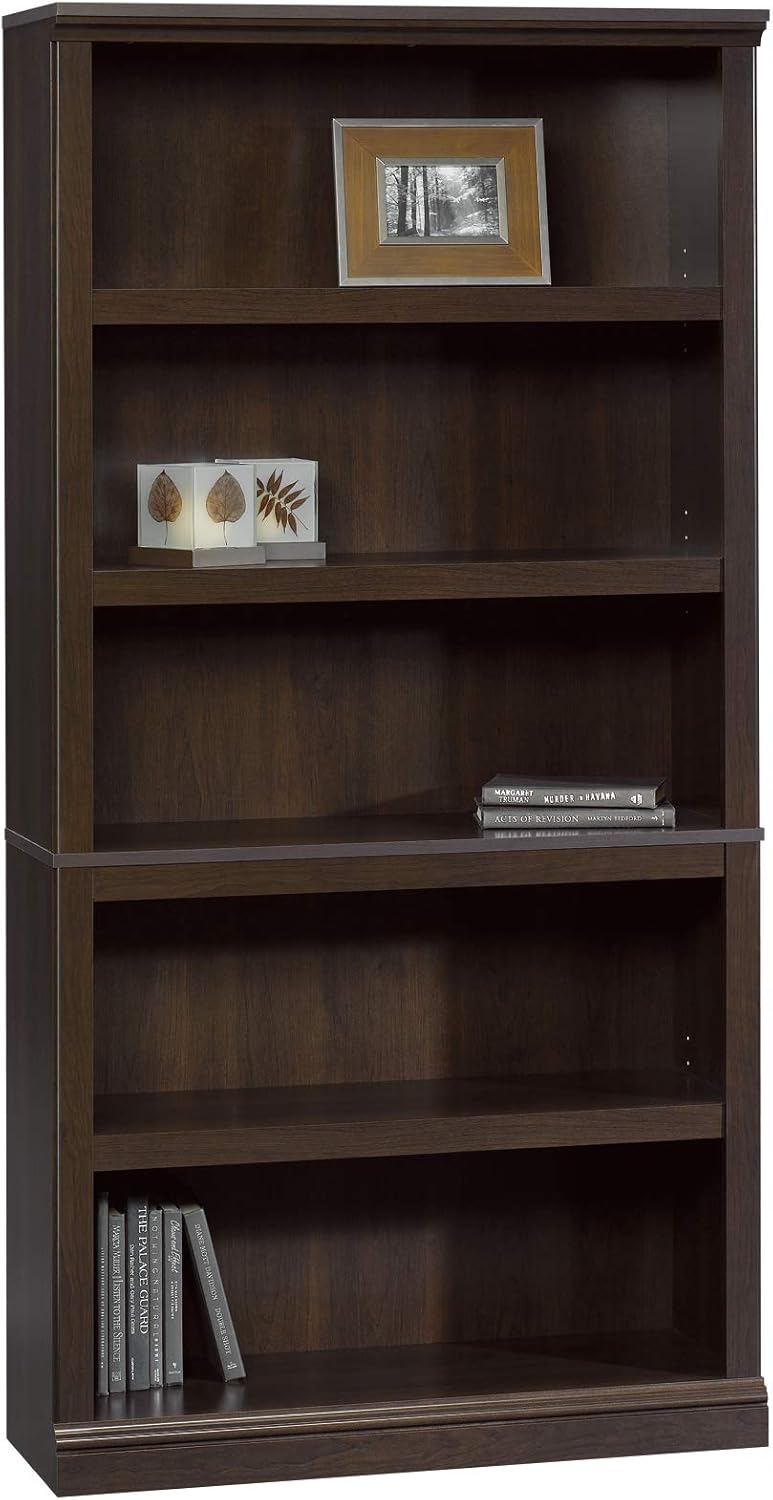 Sauder Miscellaneous Storage 5 Split Bookcase/Book Shelf, L: 35.28" x W: 13.23" x H: 69.76", Oiled Oak finish - Grand Goldman
