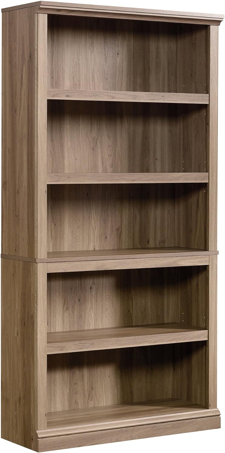 Sauder Miscellaneous Storage 5 Split Bookcase/Book Shelf, L: 35.28" x W: 13.23" x H: 69.76", Oiled Oak finish - Grand Goldman