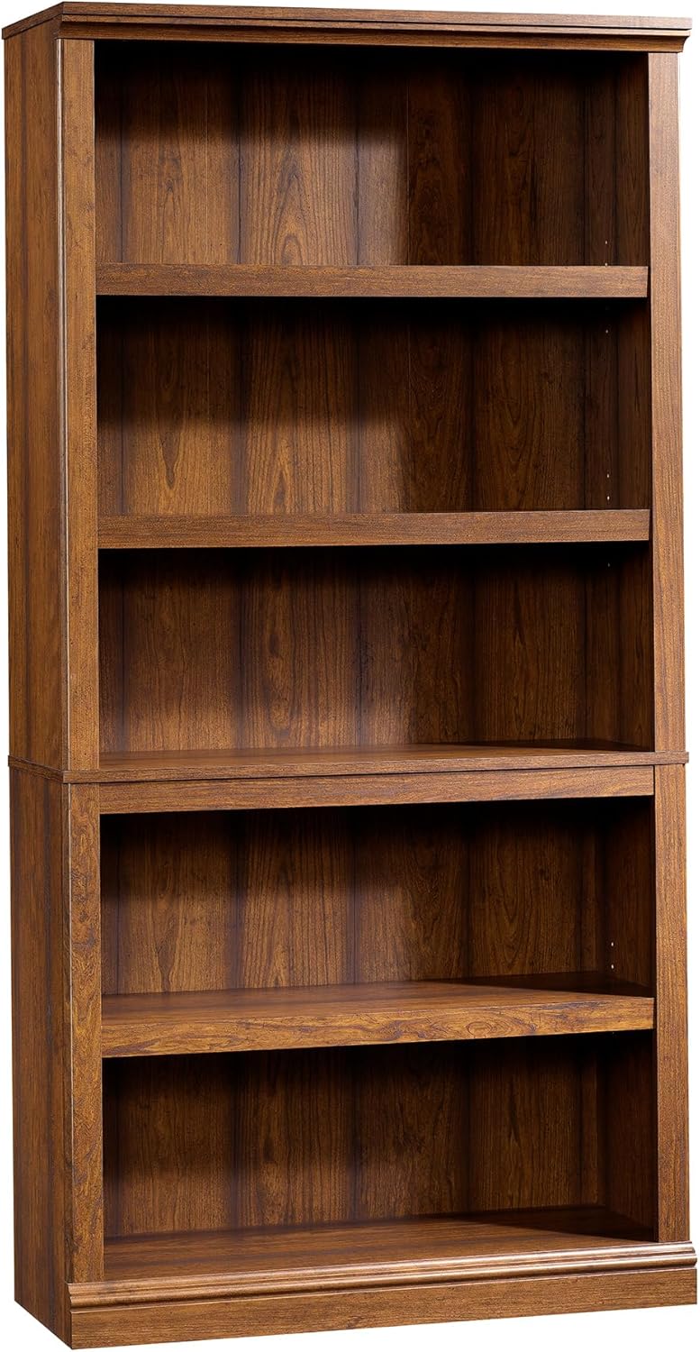 Sauder Miscellaneous Storage 5 Split Bookcase/Book Shelf, L: 35.28" x W: 13.23" x H: 69.76", Oiled Oak finish - Grand Goldman