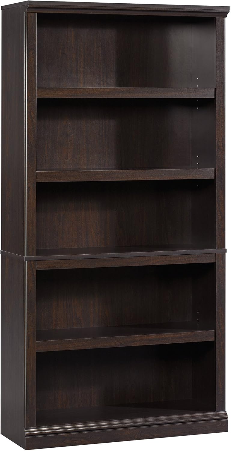 Sauder Miscellaneous Storage 5 Split Bookcase/Book Shelf, L: 35.28" x W: 13.23" x H: 69.76", Oiled Oak finish - Grand Goldman