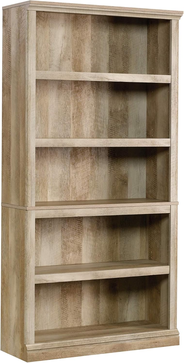 Sauder Miscellaneous Storage 5 Split Bookcase/Book Shelf, L: 35.28" x W: 13.23" x H: 69.76", Oiled Oak finish - Grand Goldman