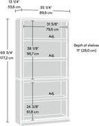 Sauder Miscellaneous Storage 5 Split Bookcase/Book Shelf, L: 35.28" x W: 13.23" x H: 69.76", Oiled Oak finish - Grand Goldman