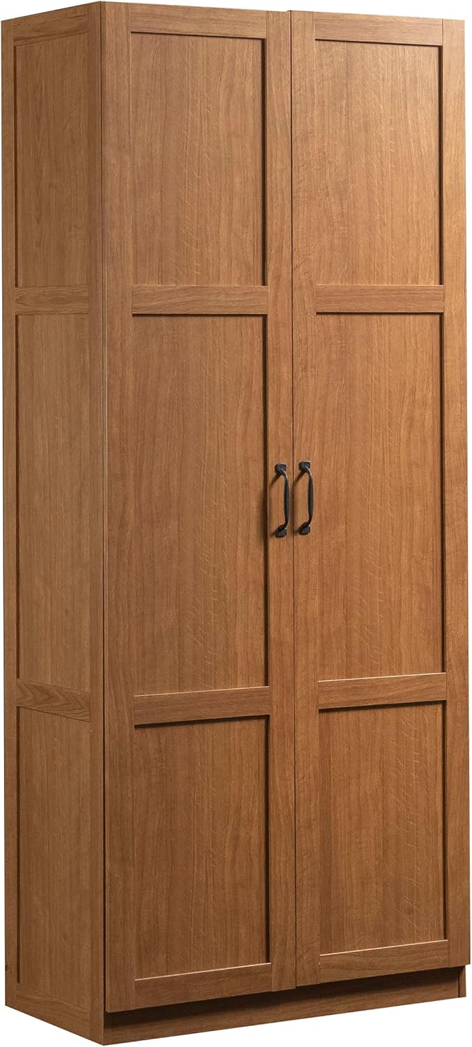 Sauder Select Storage Cabinet, Pantry Cabinet Kitchen Storage with Adjustable Shelves, Bathroom Storage Cabinet, in Highland Oak - Grand Goldman