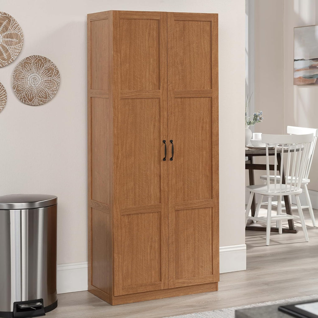 Sauder Select Storage Cabinet, Pantry Cabinet Kitchen Storage with Adjustable Shelves, Bathroom Storage Cabinet, in Highland Oak - Grand Goldman