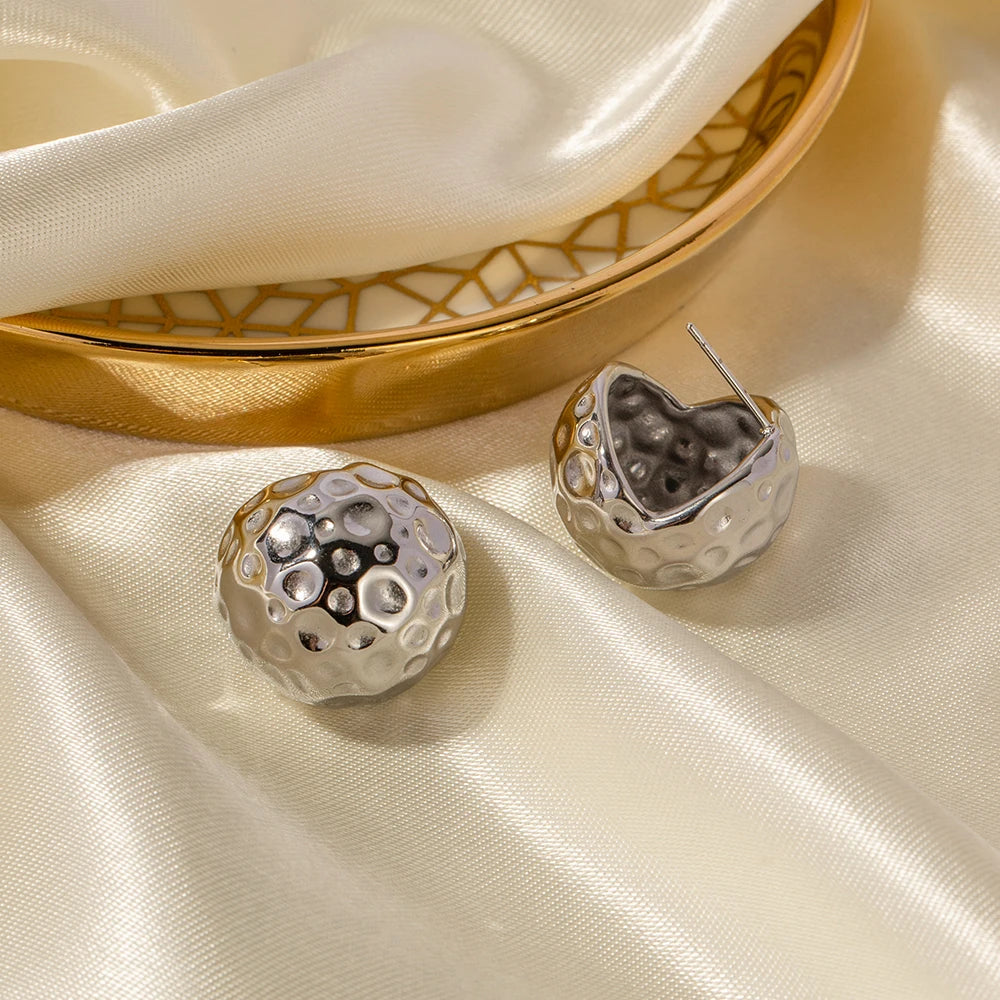 Rund form stud Hammer korn kugle øreringe 18K PVD forgyldt rustfrit stål Elegance dråbe øreringe til kvinder