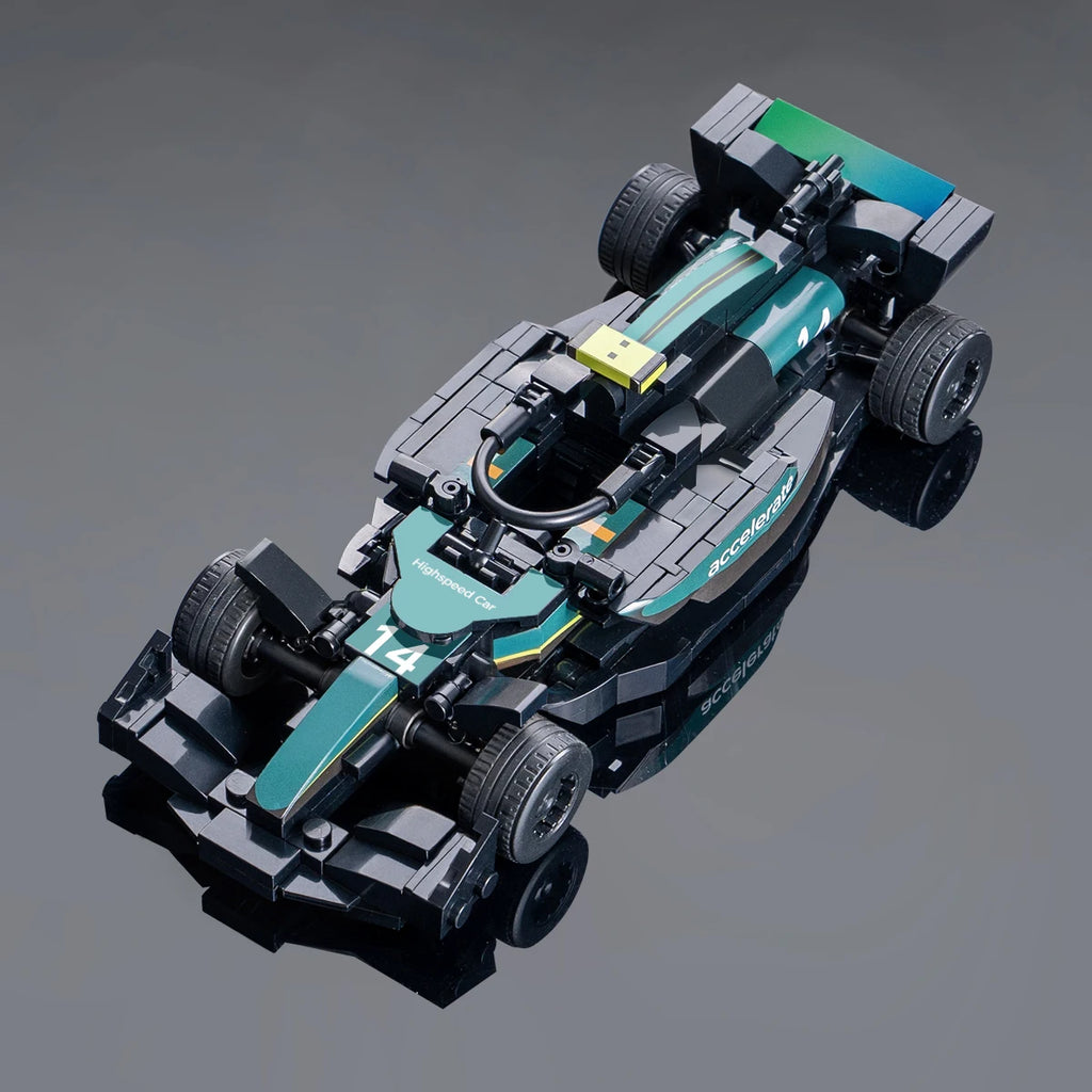 Exquisite Simulation Building Block Series Mini AMR24 Race Car Model Kits MOC Creative Children's Birthday Gifts Toys Vehicle