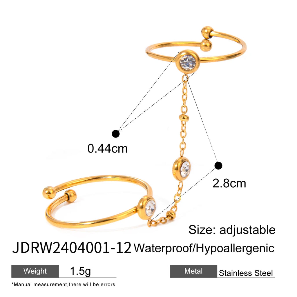 Minimalistische roestvrijstalen multi-stijl ontwerp open ring goudkleurige lichte gezellige vrouwen charme 18K PVD-geplateerde statement sieraden