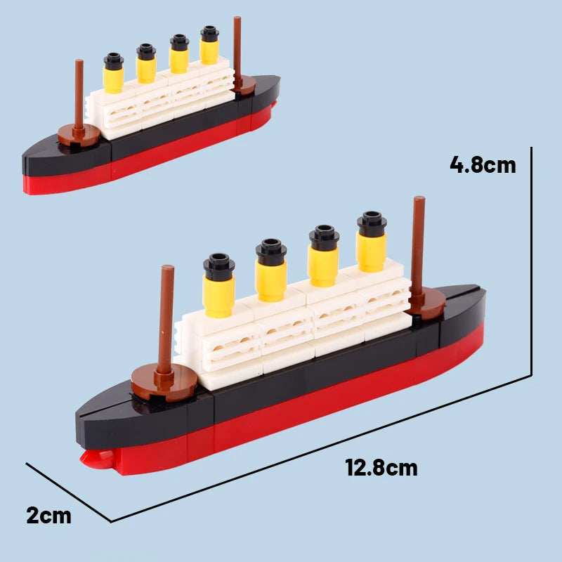 DIY Mini Model Bricks Cruise Ship Cargo Ship Submarine Building Blocks Sea Vessel Titanic Boat Scene Matching Kids Children Toys