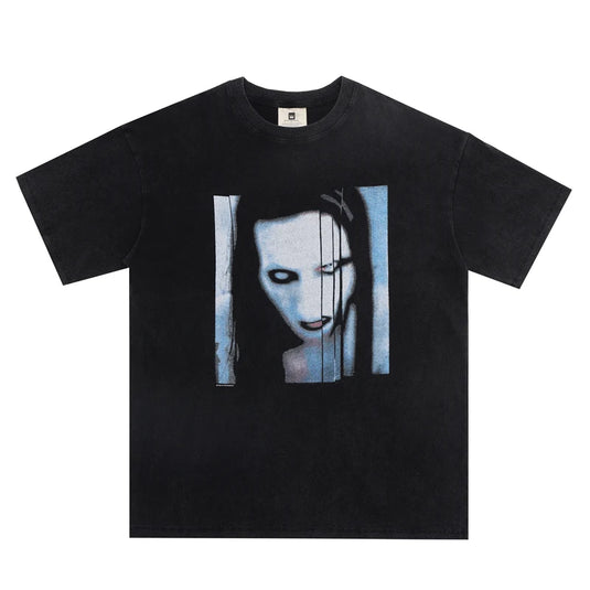 Marilyn Manson T-shirt ample délavé et surdimensionné