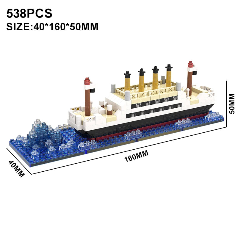 Small Particle Building Block Assembly Toy Titanic Giant Boy Girl Puzzle Cruise Ship Brick Model Kit Desltop Birthday Gift Child