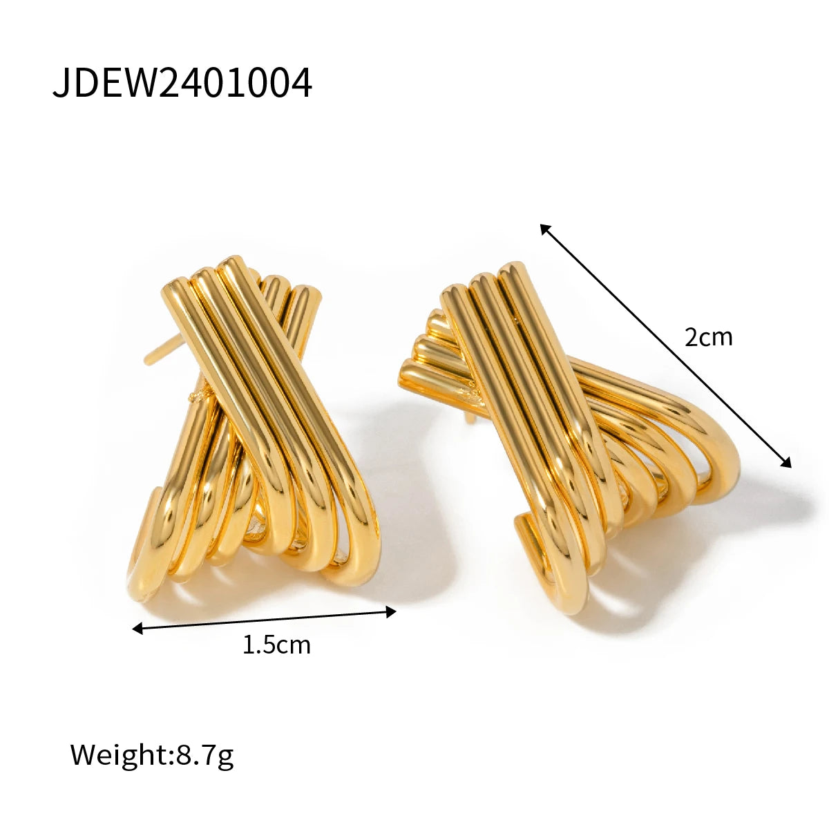 Brincos Simples em Forma de X de Aço Inoxidável Banhados a PVD 18K Resistente à Água Joias de Moda em Metal Acessórios Atraentes para Mulheres
