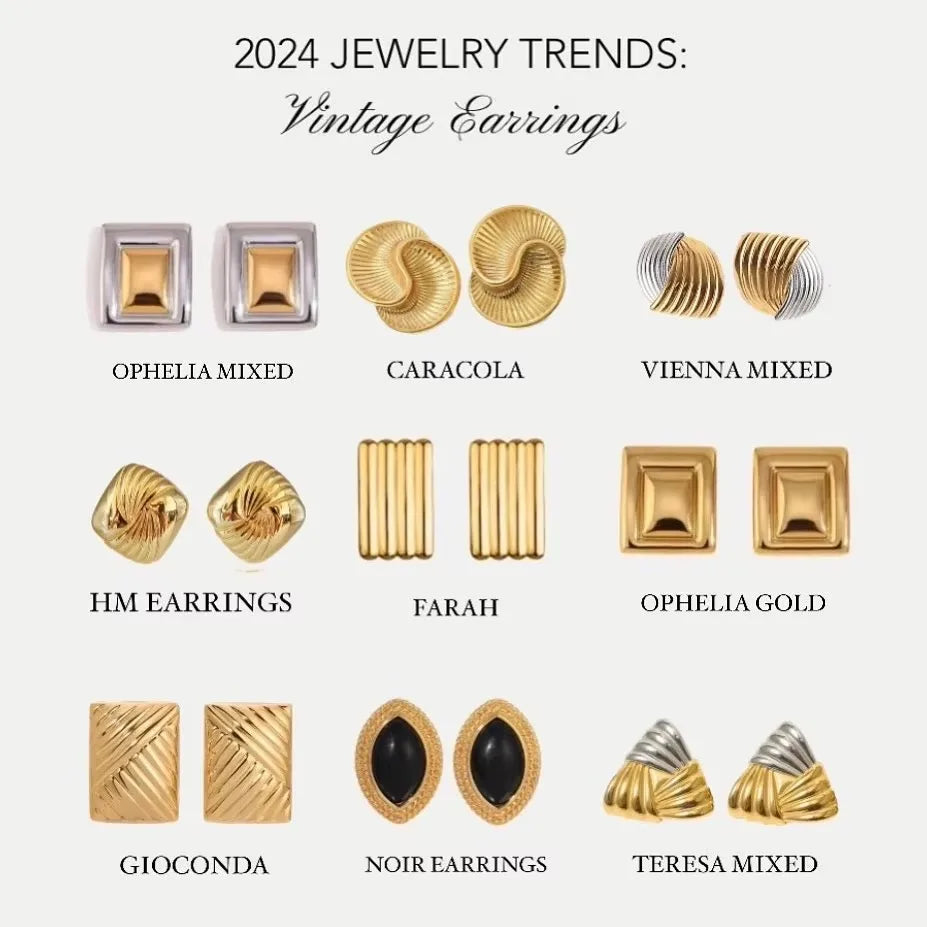 Geometri 18K forgyldt multi-form matchende farve tekstur øreringe blandet ørering Anti allergisk tofarvet statement smykker