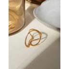 Edelstahl Minimalistischer Glatter Linienförmiger Offener Ring Leicht Gemütlich Damen Charme 18K PVD Beschichtet Wasserdicht Schmuck Femme