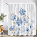 Blue Leaves Shower Curtain Watercolour Plant Eucalyptus Leaf Modern Simple Home Bathroom Decor Fabric Bath Curtains With Hooks