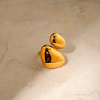 18K forgyldt rustfrit stål Rund Trekant Asymmetrisk Åben Ring Metal Tekstur Vandtæt Kvinder Charmerende Smykker Gala Gave