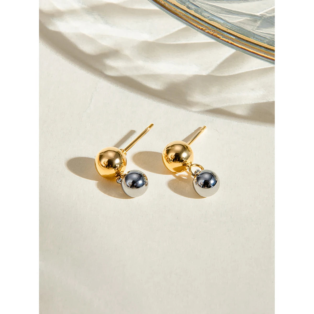Spersonalizowane kolczyki z koralikami w dopasowanym złotym i srebrnym kolorze, pokryte 18K PVD, ze stali nierdzewnej, minimalistyczna modna biżuteria dla kobiet