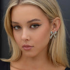 18K forgyldt rustfrit stål Geometrisk sløjfedesign Glatte øreringe Metaltekstur Delikat Temperament Modesmykker