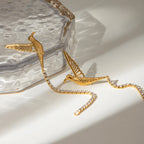 18K vergoldete Edelstahl-Friedens-Taubenflügel Ohrringe mit weißen Strass-Tasseln, Damenanhänger, wasserdichter Schmuck, Gala-Geschenk