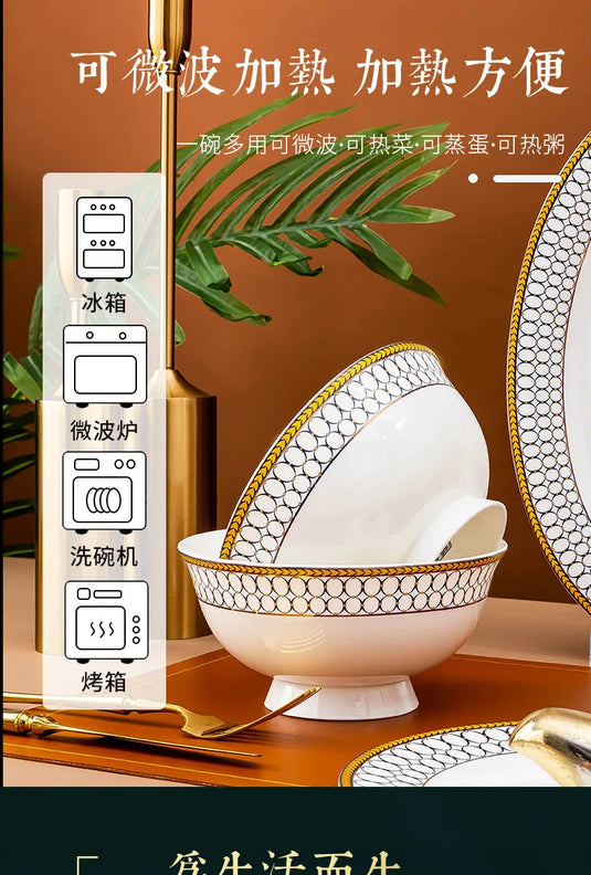 Vaisselle en céramique de Jingdezhen, ensemble de plats en porcelaine osseuse