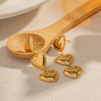 Brincos Clássicos de Coração Pingente para Mulheres Design Tríplice Amor Brincos Pendentes Brincos de Aço Inoxidável Presente de Joalheria Pendientes