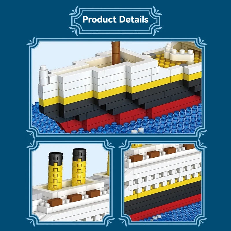 2025 MOC Creative Cruise Ship Micro Building Blocks DIY Tabletop Decoration Bricks Toys Titanic Model  Birthday Christmas Gifts