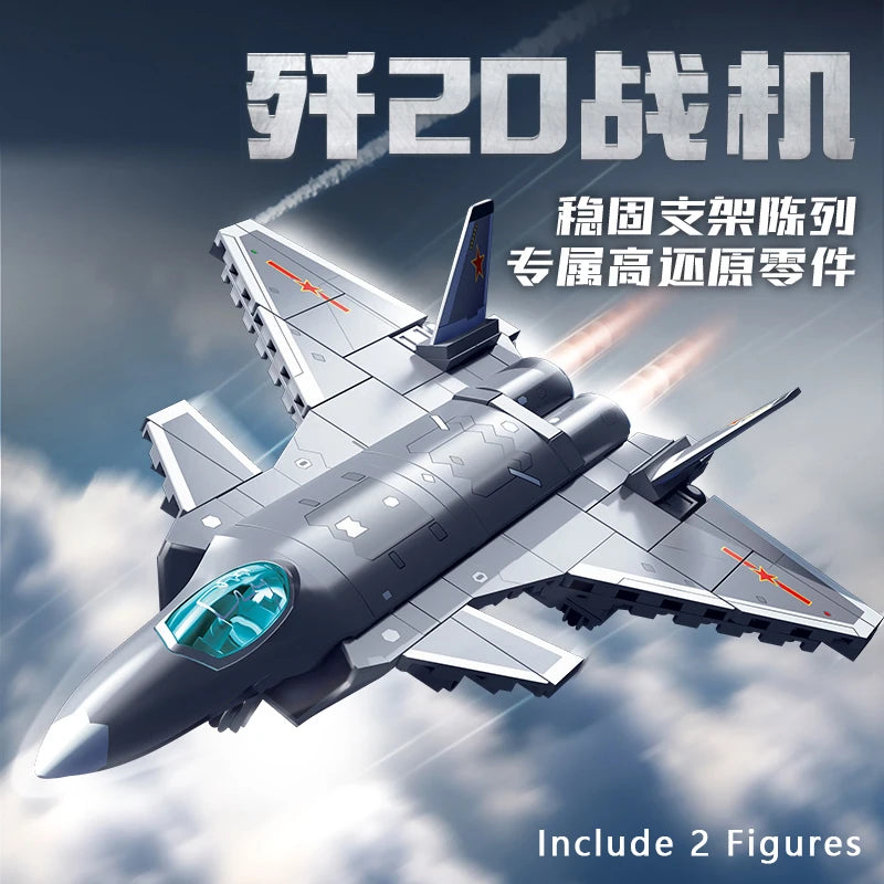 J-20 Carrier Based Fighter Jet Assemblage Building Blocks MOC Military Series Aircraft Plane Model Bricks Boys Toys Gifts
