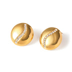 Kvinder rustfrit stål metal øreringe Indlæg Rhinestone Statement 18k guldbelagt tekstur Geometrisk Chunky øreringe Festgave