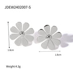 Sommer Edelstahl Leicht Luxus 18K PVD-beschichtete Achtblättrige Blume Kleine Gänseblümchen Ohrstecker Damen Statement Schmuck