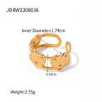 18K forgyldt anløbssikker rustfrit stål med forhøjet spids Rund nitte Kærlighedshjerte åben designring til kvinder Finger smykker