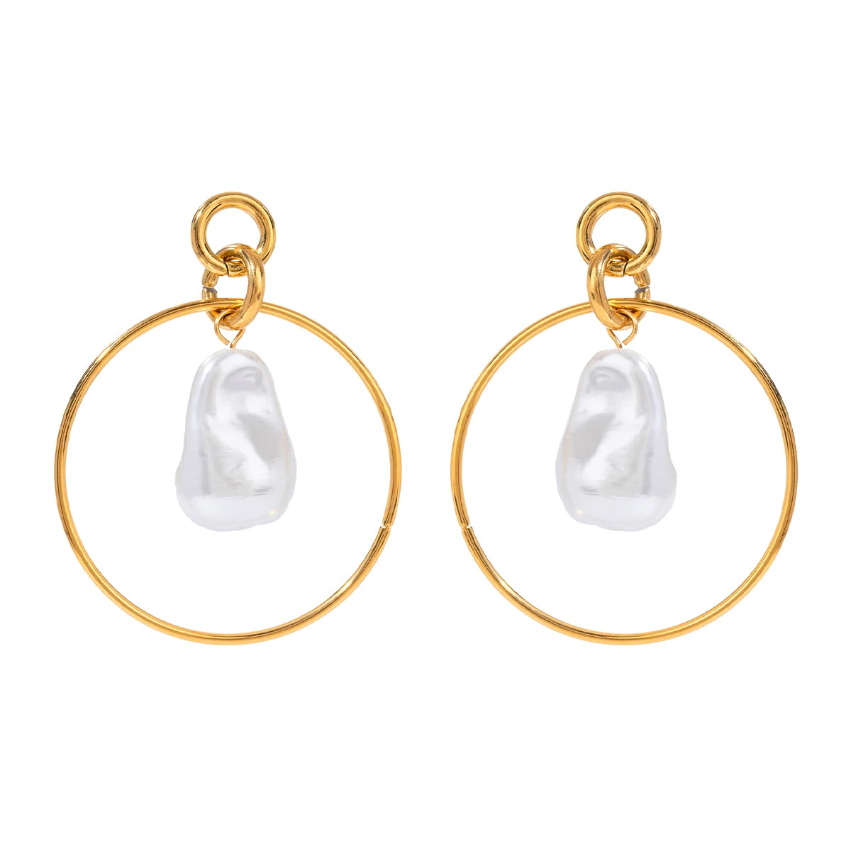 Hollow Out Circle Glas Perle Øreringe 18K PVD Belagt Dame Anti Allergisk Rust Beskyttet Stilfulde smykker bijoux femme