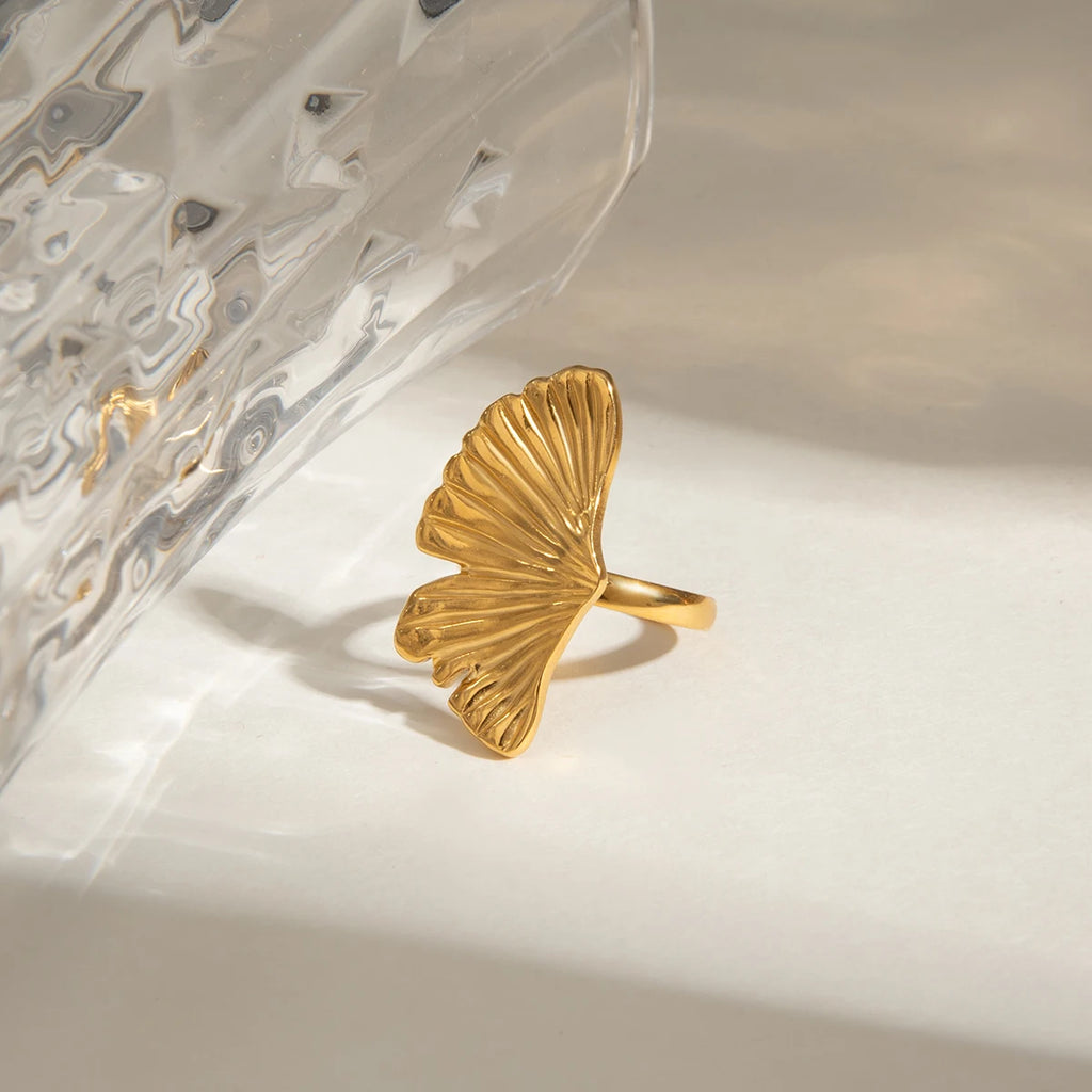 Gold-Silber-Farbabstimmung Mehrschichtiger Unregelmäßiger Stahlkugelring 18K PVD-beschichtet Damen Anti-Allergie Metallanhänger Täglicher Schmuck