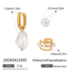 18k forgyldt rustfrit stål Elegant uregelmæssig rund imiteret perleøreklips kvinder forhindrer allergi smykker gallagave