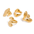 Stainless Steel Irregular Droplet Shaped Open Ring 18K PVD Plated Women Anti Allergic Rust Proof Stylish Jewelry