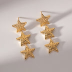 Tarnish Free Hammer Effect Geometric Pentagram Design Stainless Steel Earrings PVD Plating Waterproof 18k Smooth Pendant Earring