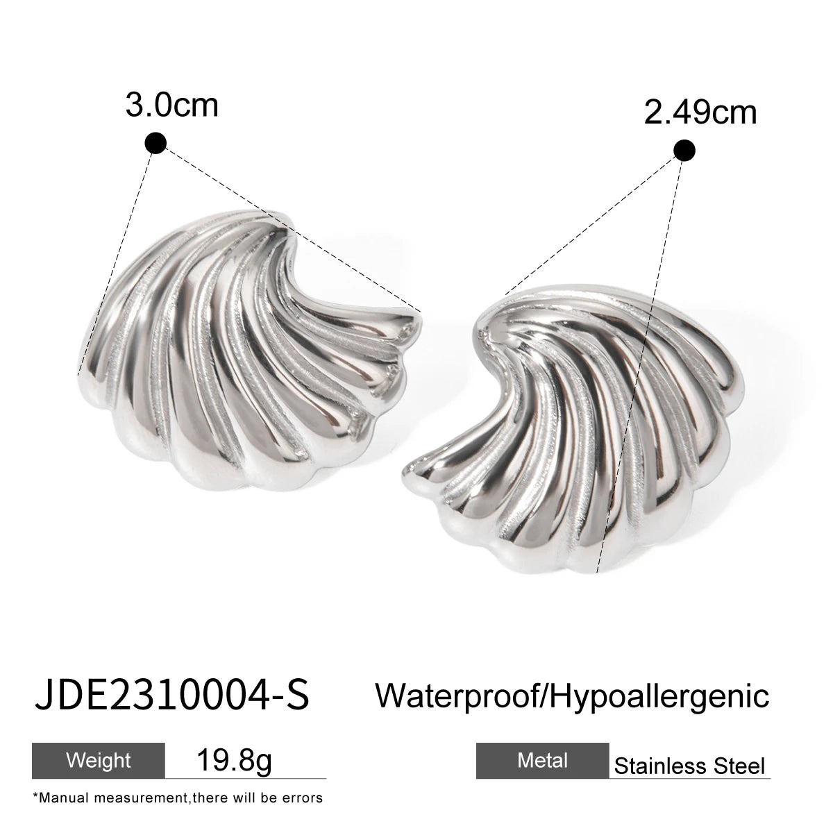 Pendientes de botón de concha marina con onda de acero inoxidable chapado en PVD de 18K Alta calidad Geométricos Impermeables para mujer Joyería exquisita Regalo