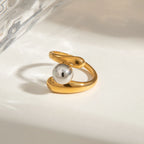 18K PVD-beschichteter Gold-Silber-farbener Ball mit passender Farbe, dreilagiger Öffnungsring, Damen, anti-allergisches Metall, Charme, täglicher Schmuck